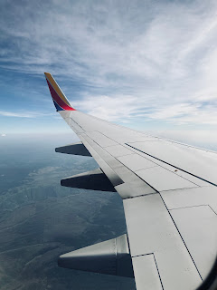 View from the plane Arial view from the wing of a plane