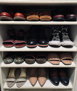 Shoe collections A rack of shoes